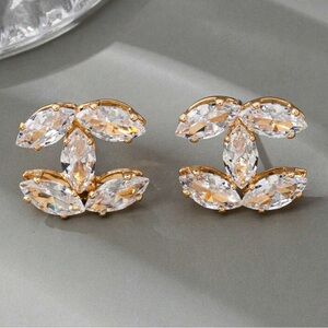 Elegant Gold and Silver Crystal Earrings